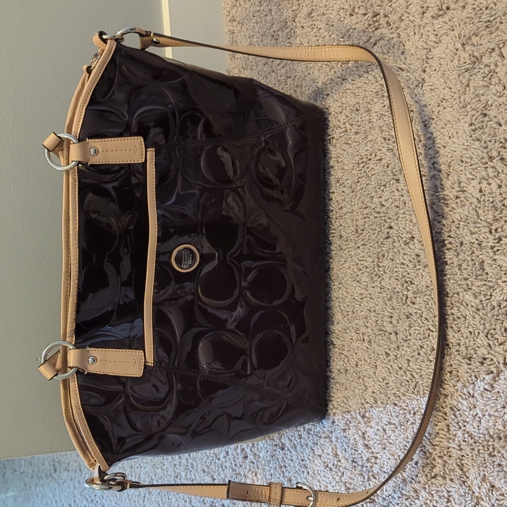 Coach Peyton patent Leather tote Signature C Purse